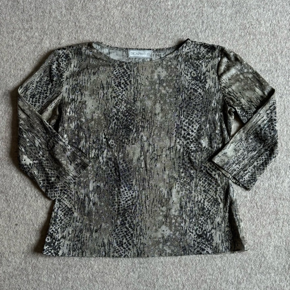 Y2k metallic snake print long sleeve top